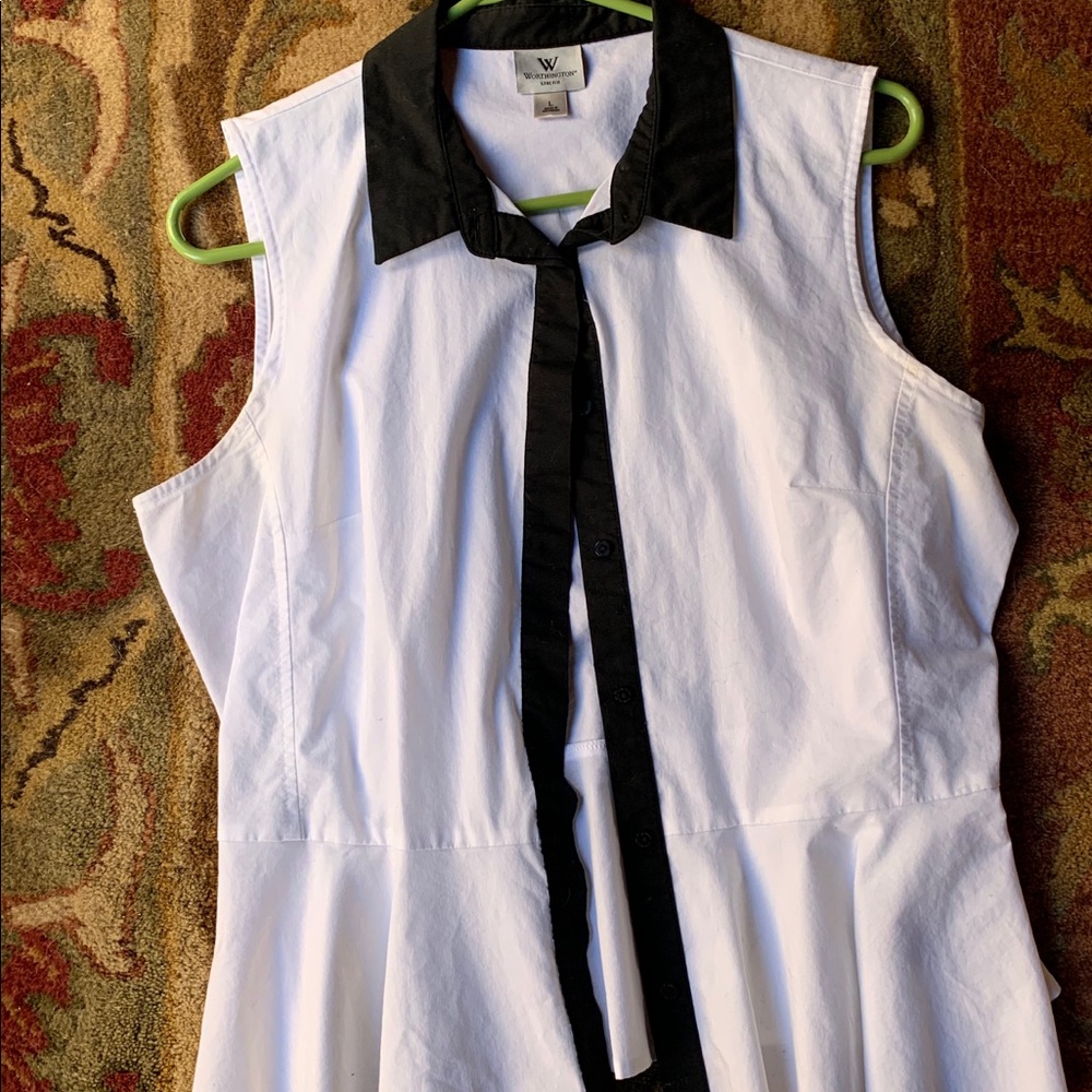 Worthington Peplum Shirt- sleeveless button down
